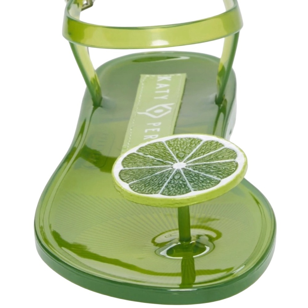 Katy Perry The Geli Lime Green Ankle Strap Jelly Sandals Lime Embellishment - Picture 3 of 6